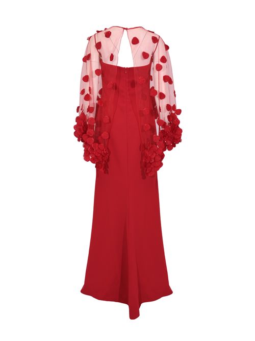 Abito lungo Lobella 99107 in crepe e tulle TARIK EDIZ | 99107DARK RED